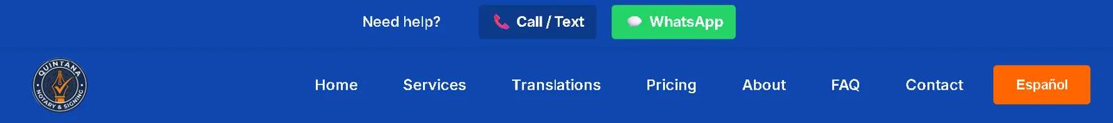 Sticky contact bar with call, text and WhatsApp buttons