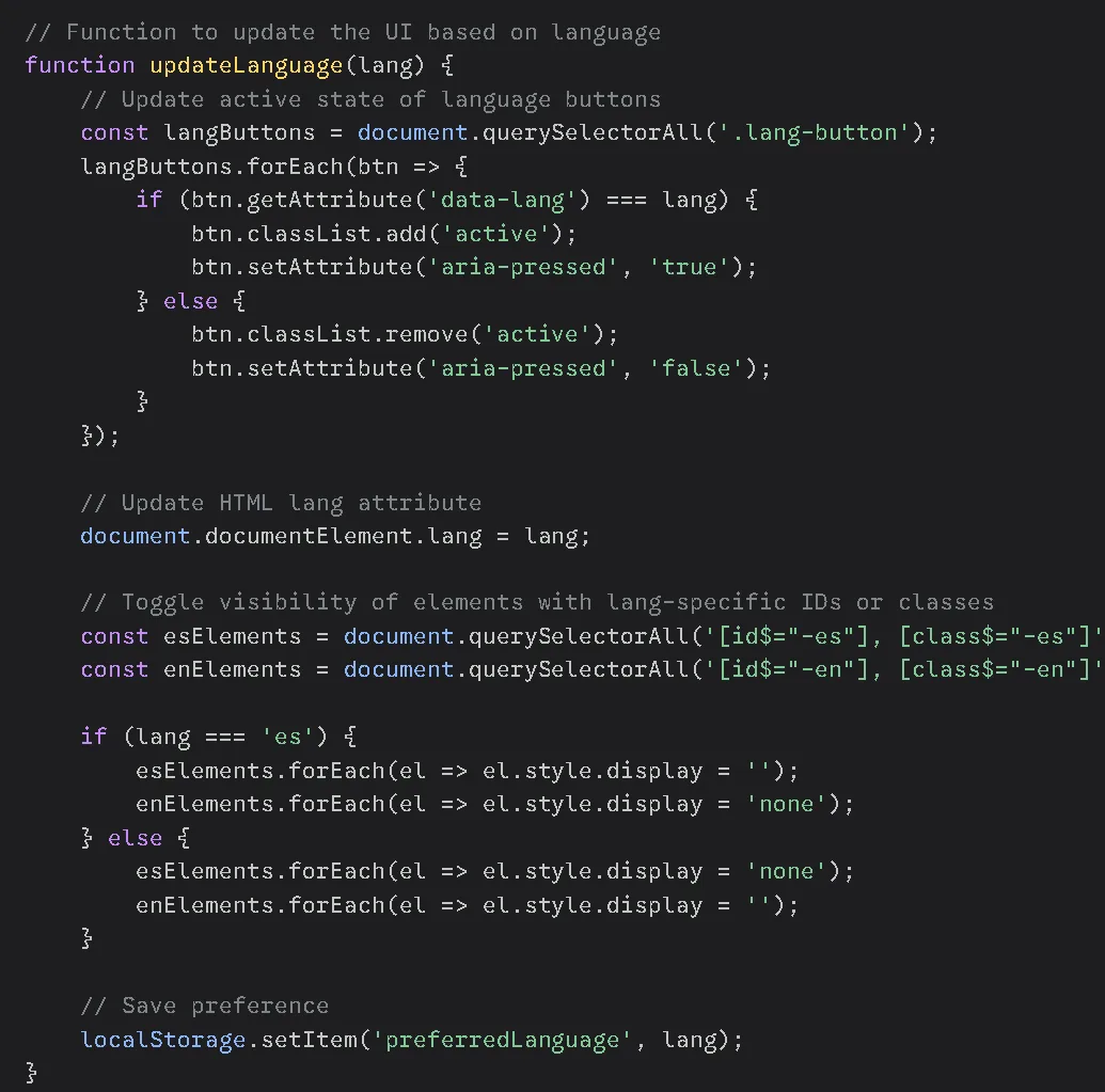 JavaScript translation engine code