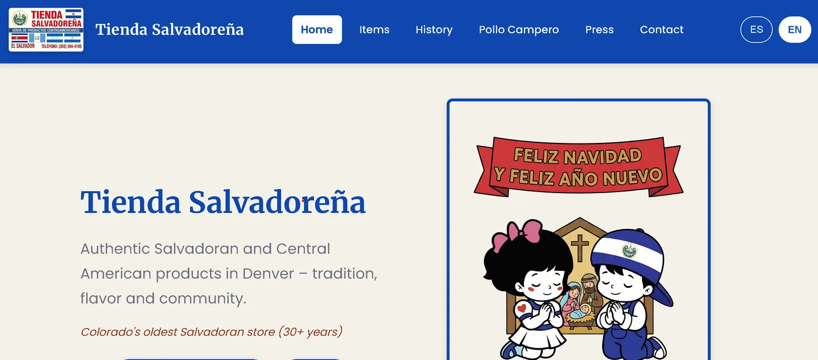 Tienda site header on desktop