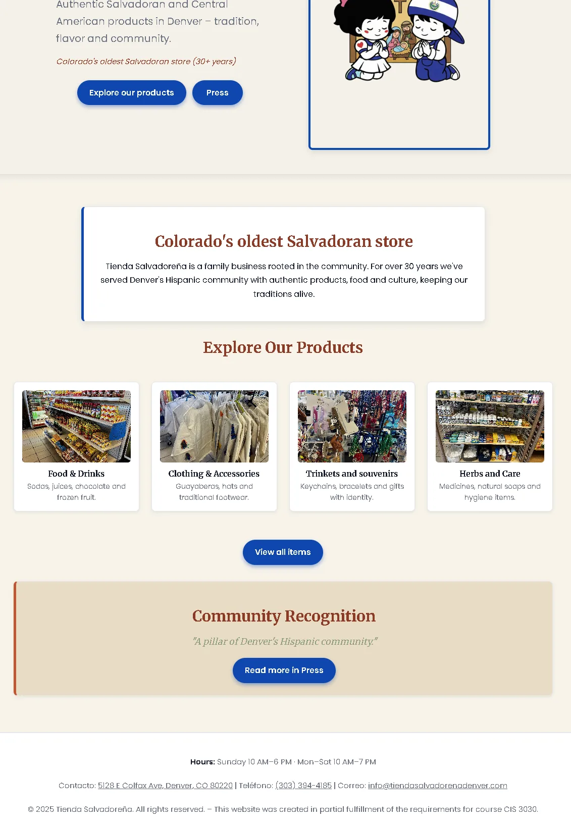 Tienda site in English