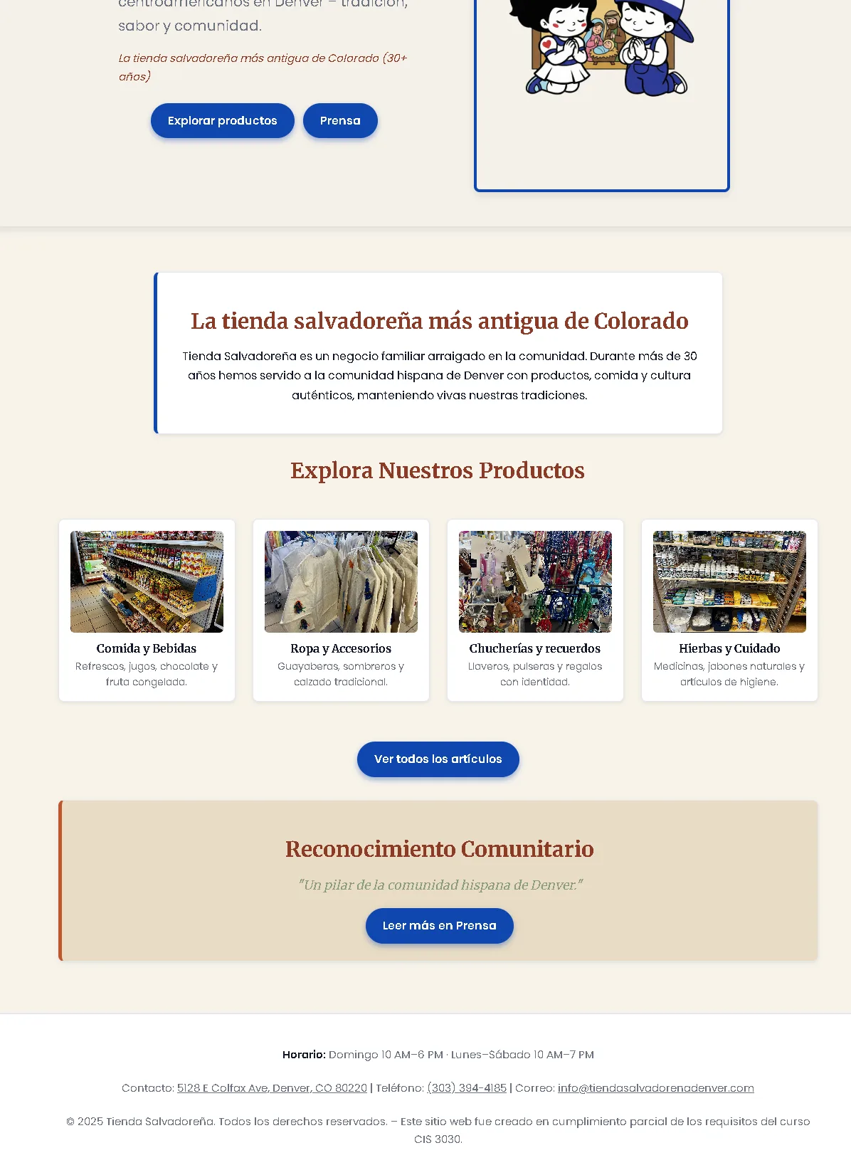 Tienda site in Spanish