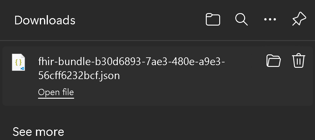 Download FHIR Bundle button in bright orange for immediate file export