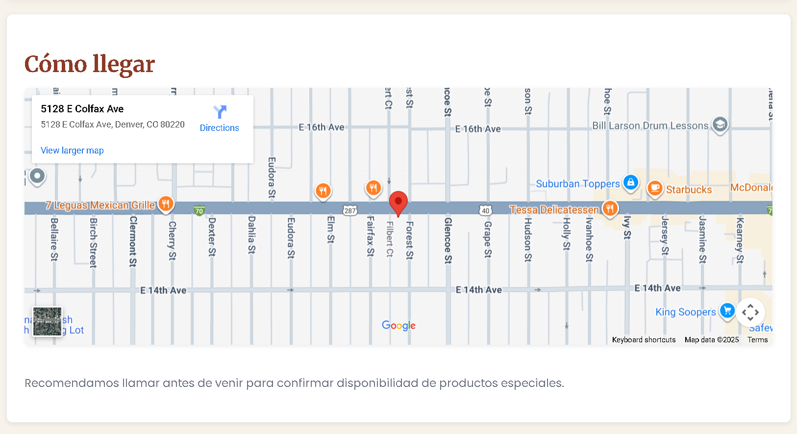 Contact Page with Embedded Map