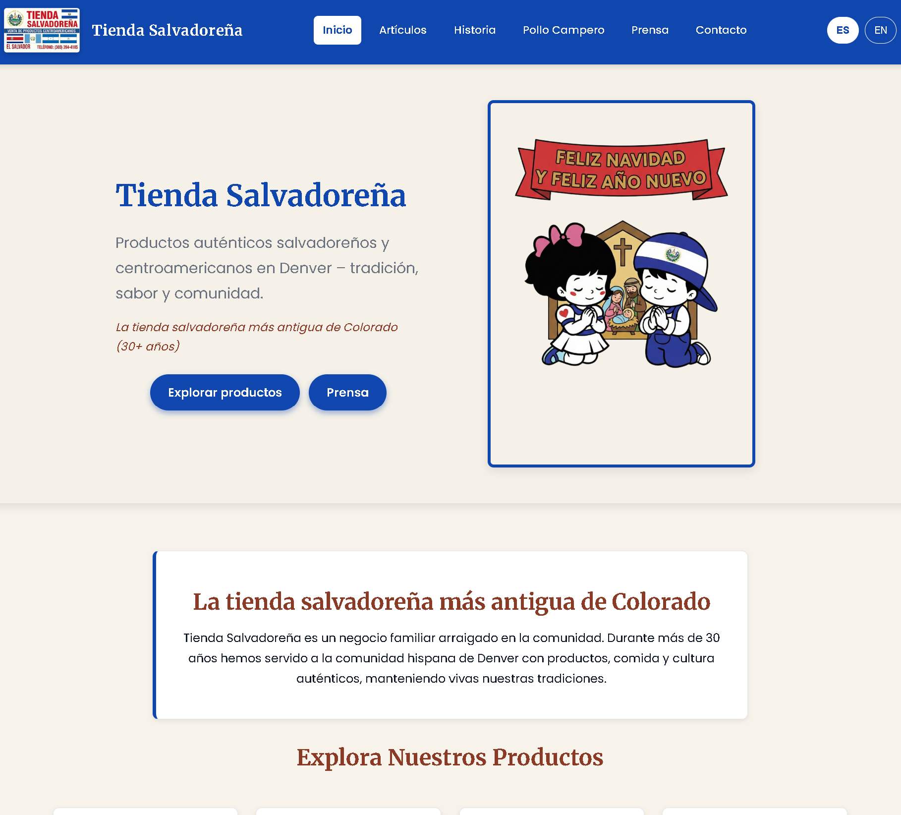 Sitio Tienda Salvadoreña en Denver